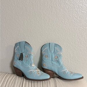Dingo Light Blue Floral Ankle Boots